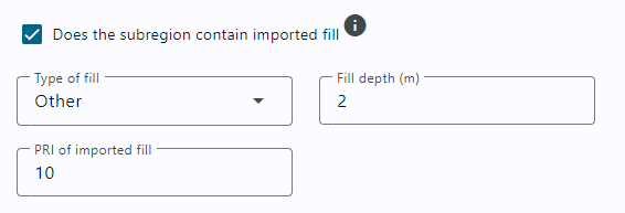 Sand fill details of imported fill